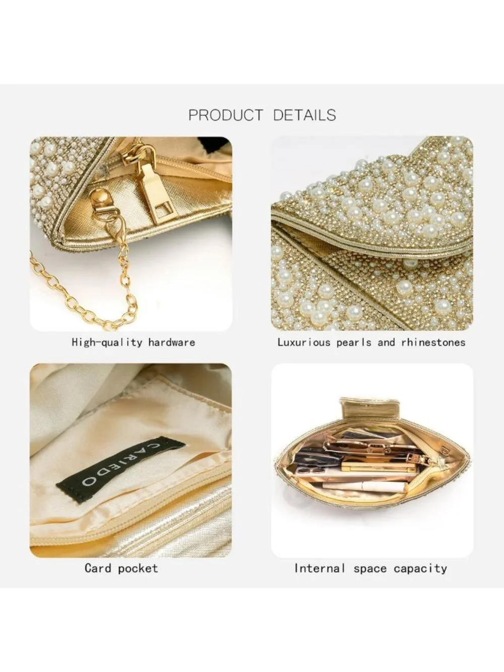 Elegant Pearl Rhinestone Bow Clutch - Perfect for Weddings, Prom & Cocktail